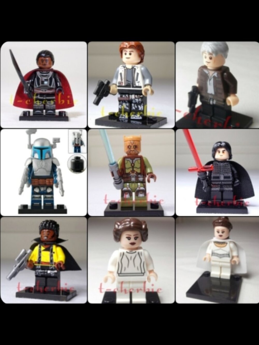 45-Piece STAR WARS Minifigure +Stands Luke Leia Han Lando Darth Vader Mando +Mor - Picture 4 of 7